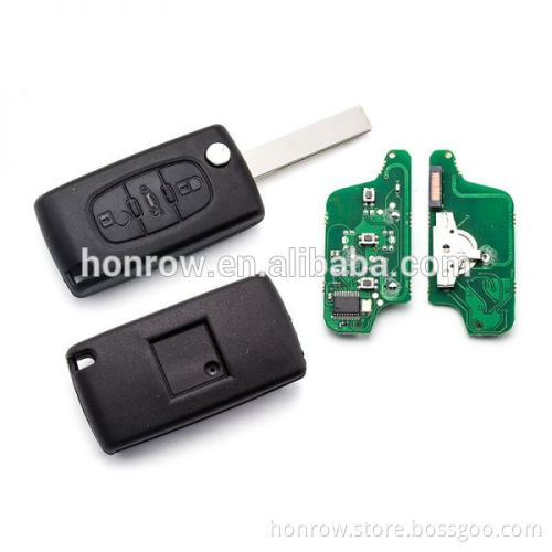 For Peu 407 key ASK 3 button flip remote key with trunk button 433Mhz PCF7941 Chip (After April 2011 year